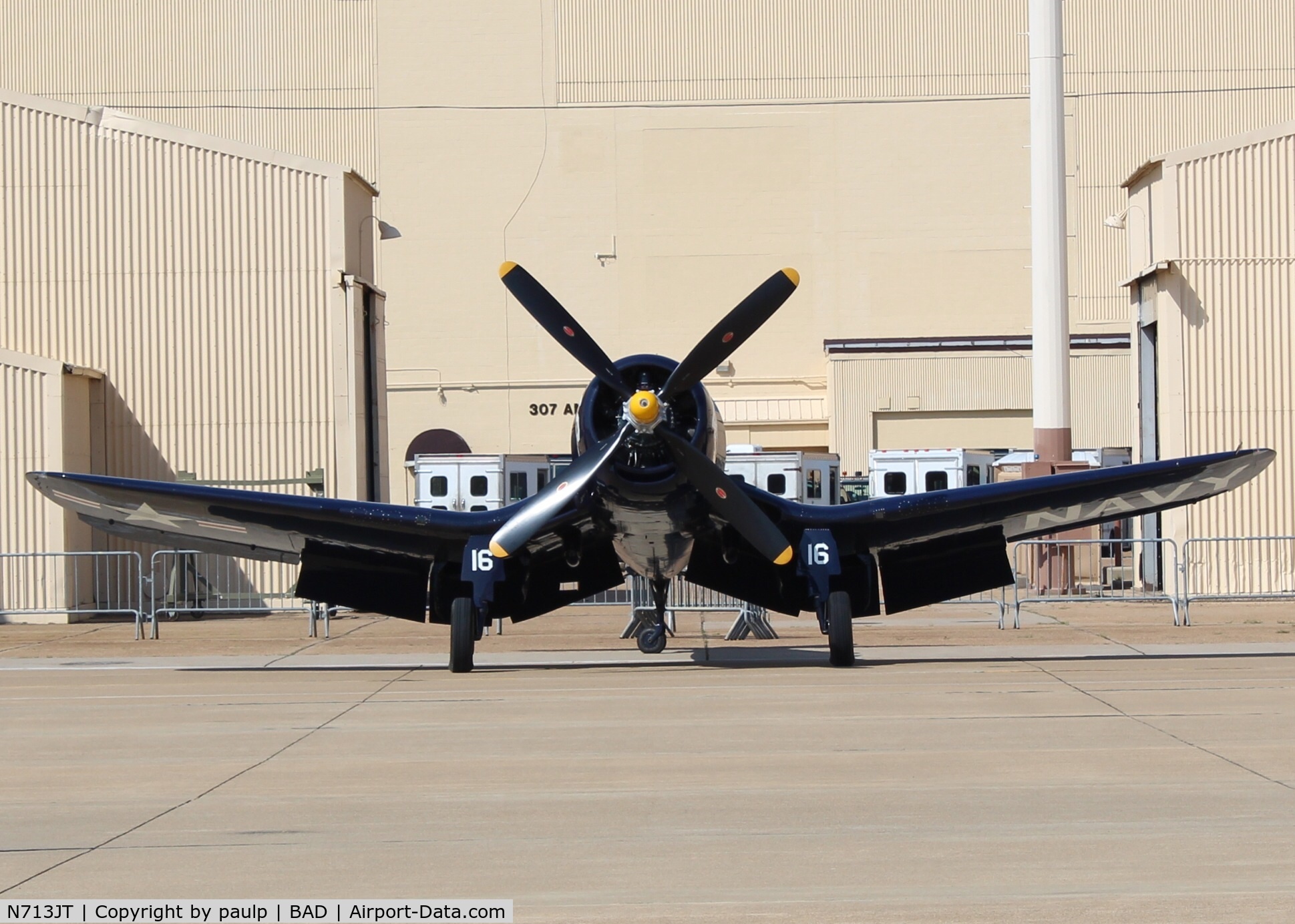 N713JT, 1945 Vought F4U-4B Corsair C/N 97143, At Barksdale Air Force Base.