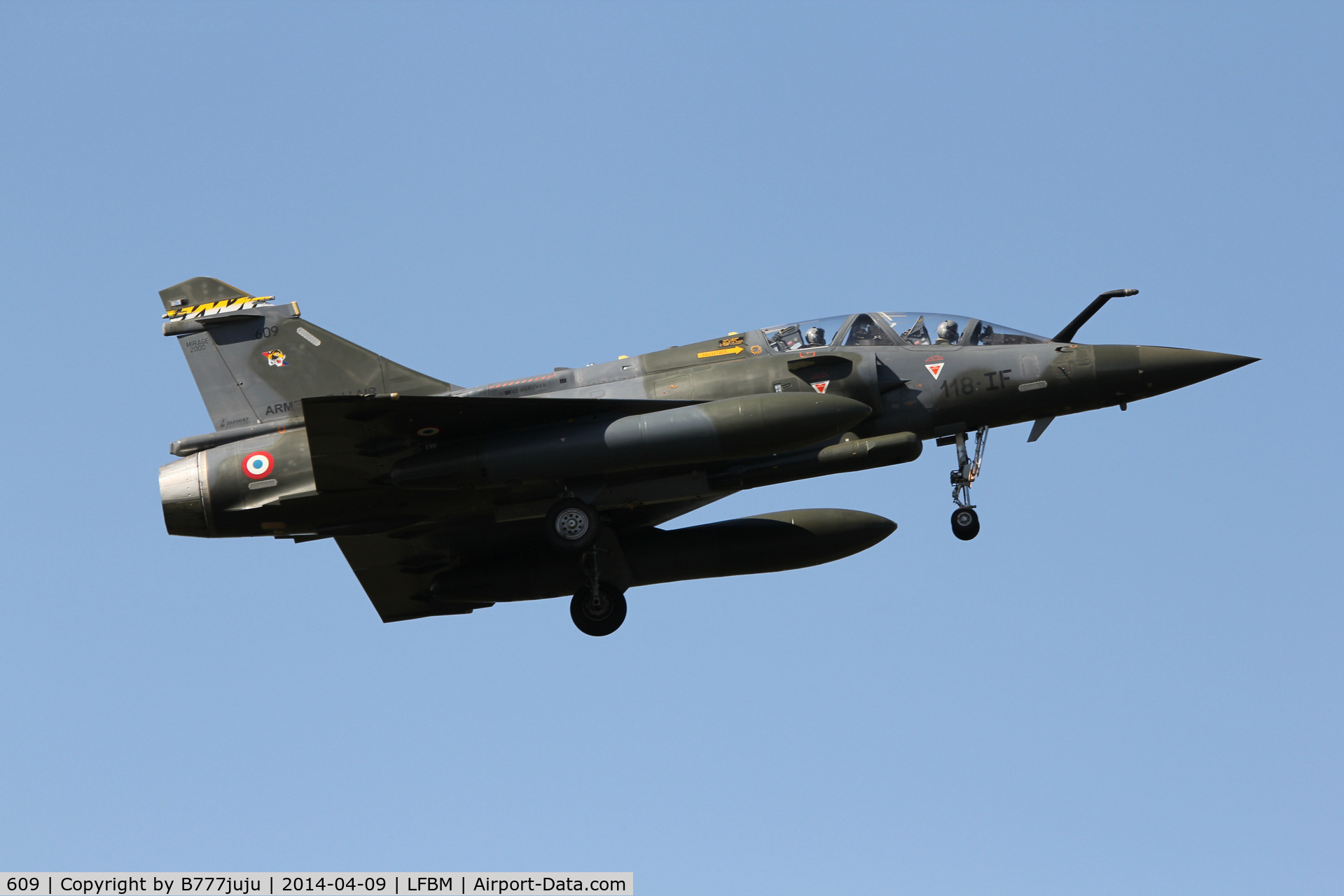609, Dassault Mirage 2000D C/N 403, on landing at Mont de Marsant