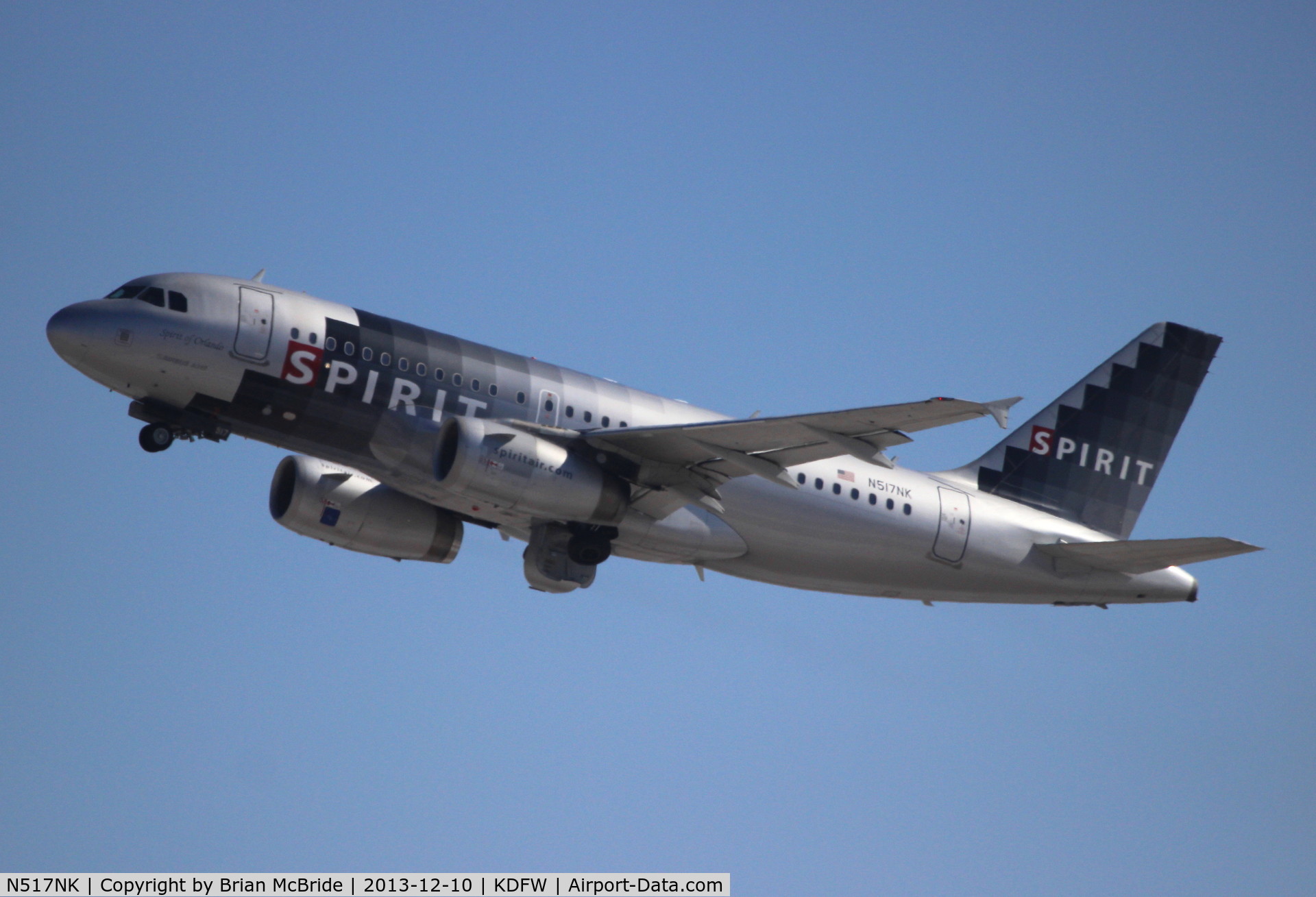 N517NK, 2006 Airbus A319-132 C/N 2711, Spirit Airlines. A319-132. N517NK cn 271. Dallas - Fort Worth - International (DFW KDFW). Image © Brian McBride. 10 December 2013