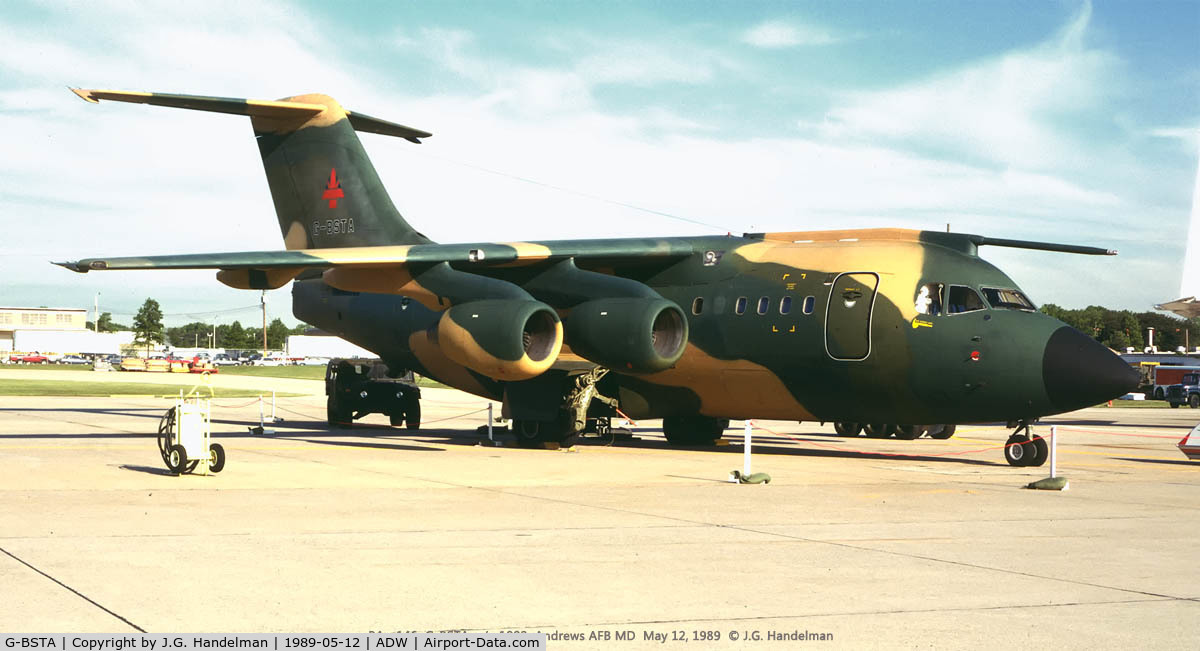 G-BSTA, 1982 British Aerospace BAe.146-100 C/N E1002, At Andrews AFB Maryland 5-12-1989.