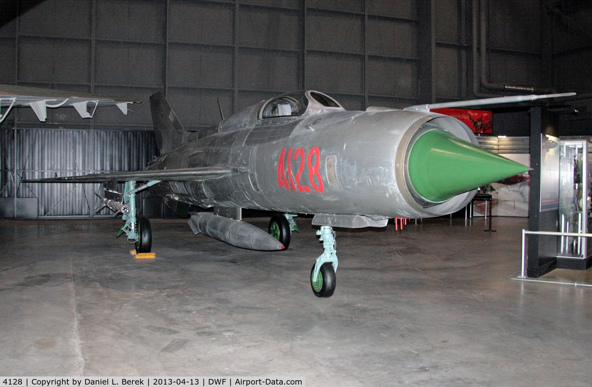 4128, Mikoyan-Gurevich MiG-21PF C/N 760408, The MiG-21 enjoyed a production run of 10,000 airframes over a 30-year span, from 1955 to 1988.  It was a formidable adversary.