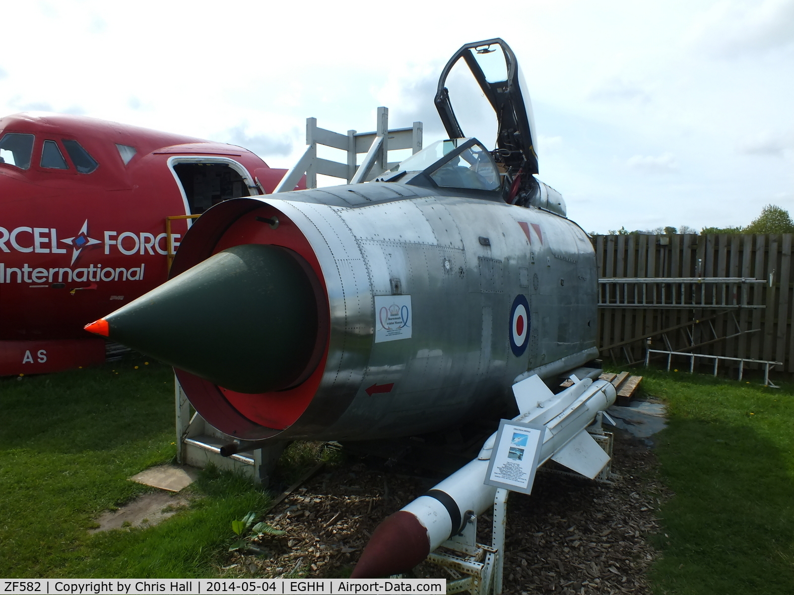 ZF582, English Electric Lightning F.53 C/N 95281, at the Bournemouth Aviaton Museum