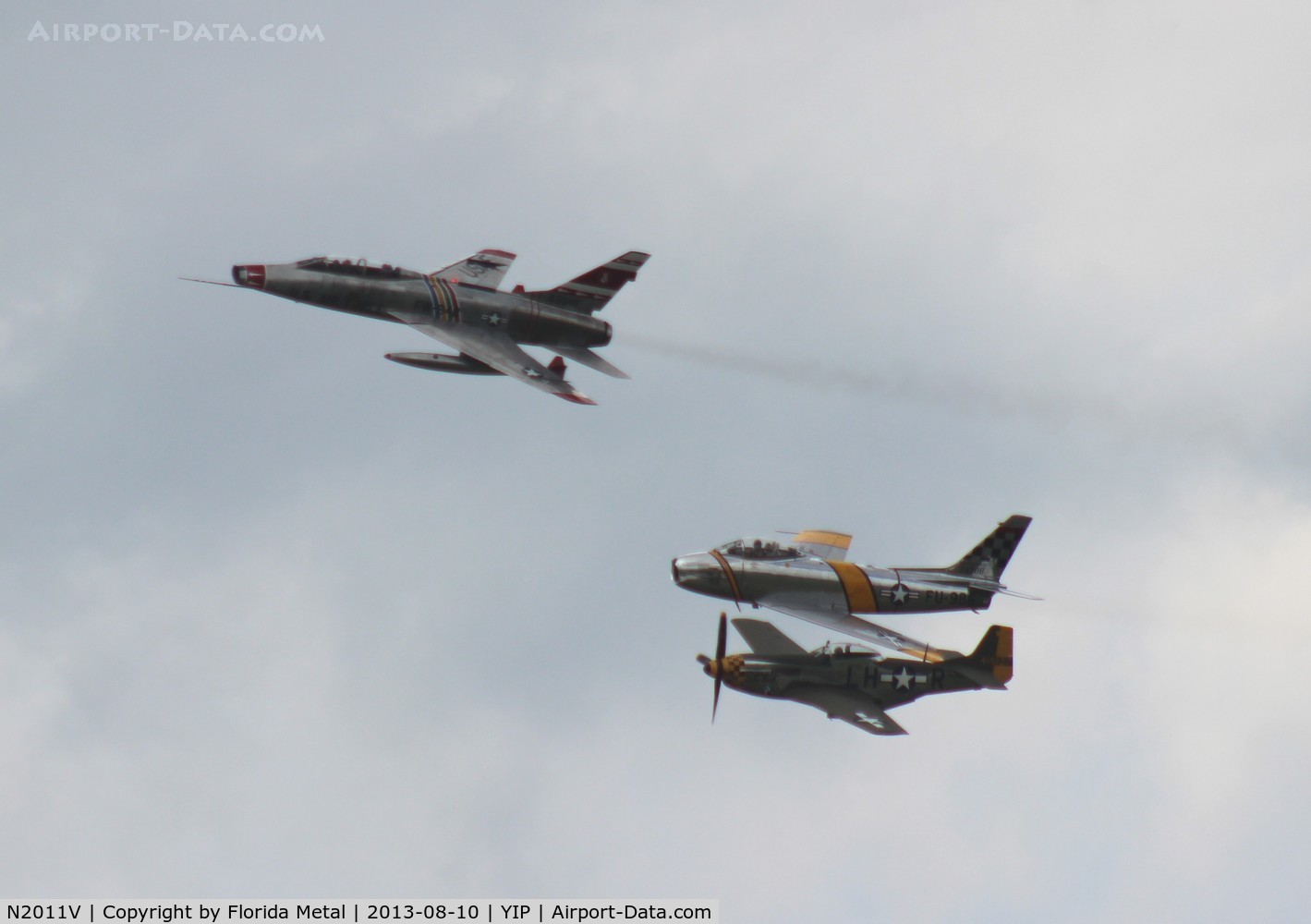 N2011V, 1958 North American F-100F Super Sabre C/N 243-224, F-100F Heritage flight with an F-86 and P-51D