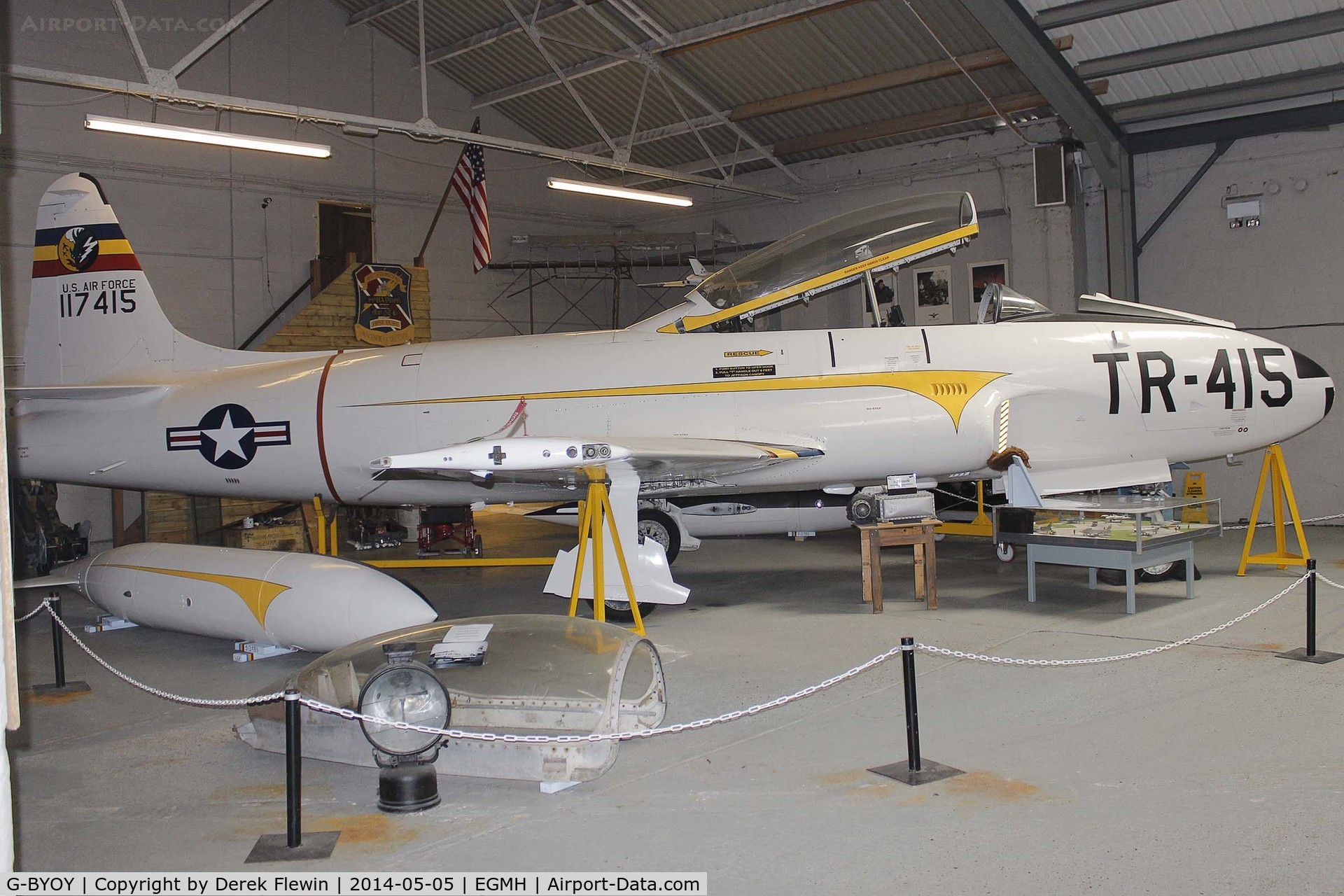 G-BYOY, Canadair T-33AN Silver Star 3 C/N T33-231, Seen at the RAF Manston History Museum.