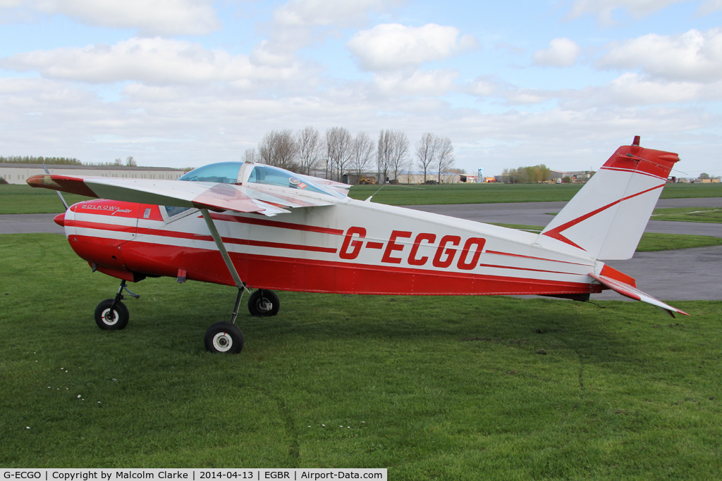 G-ECGO, 1966 Bolkow Bo-208C Junior C/N 599, Bolkow BO-208C Junior at The Real Aeroplane Club's Early Bird Fly-In, Breighton Airfield, April 2014.