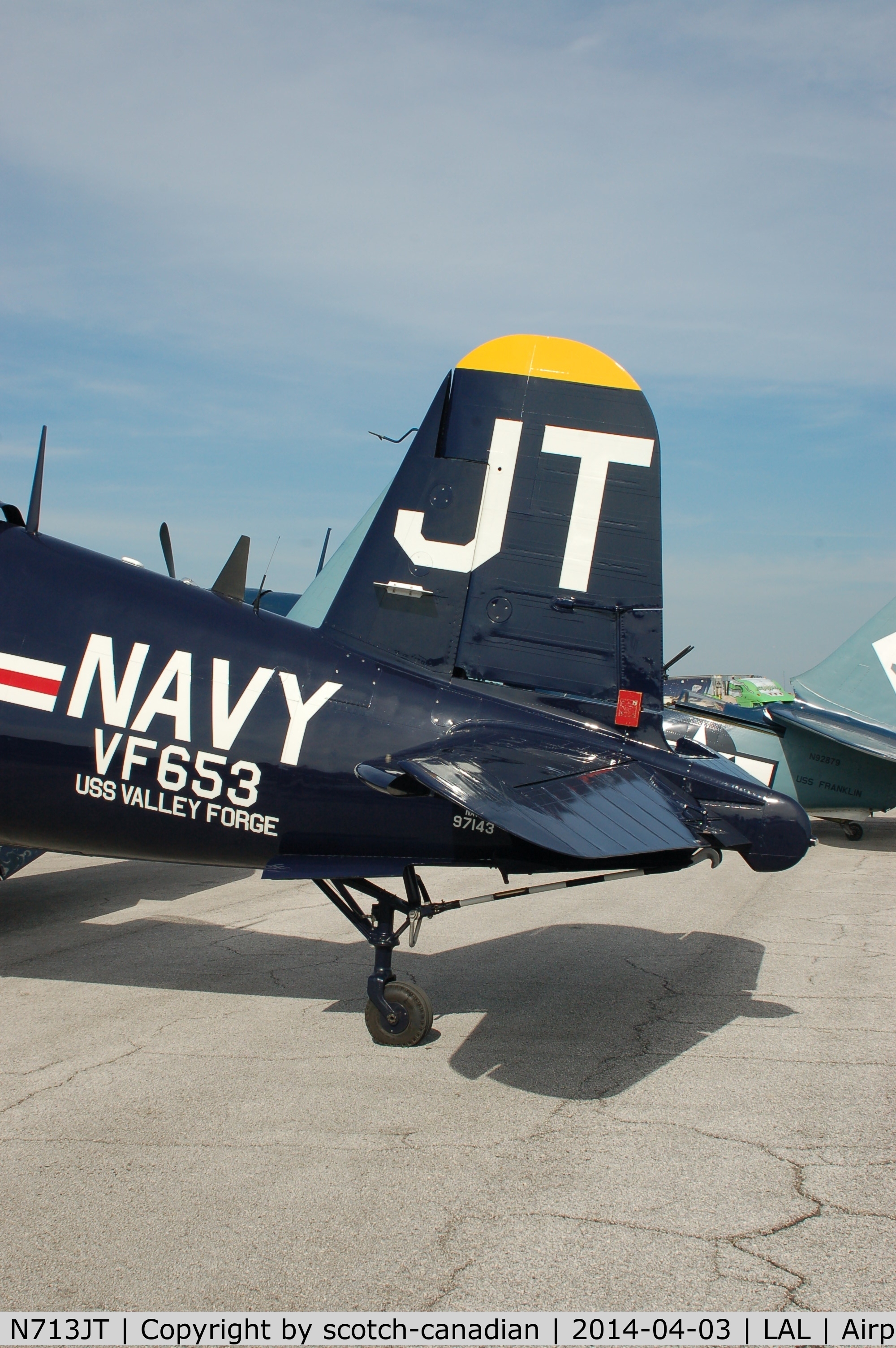 N713JT, 1945 Vought F4U-4B Corsair C/N 97143, 1945 Chance Vought F4U-4 Corsair, N713JT, at 2014 Sun n Fun, Lakeland Linder Regional Airport, Lakeland, FL