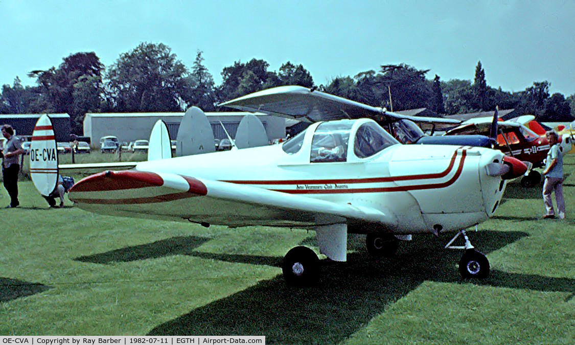 OE-CVA, 1946 Erco 415C Ercoupe C/N 570, Erco 415C Ercoupe [570] Old Warden~G 11/07/1982. From a slide.