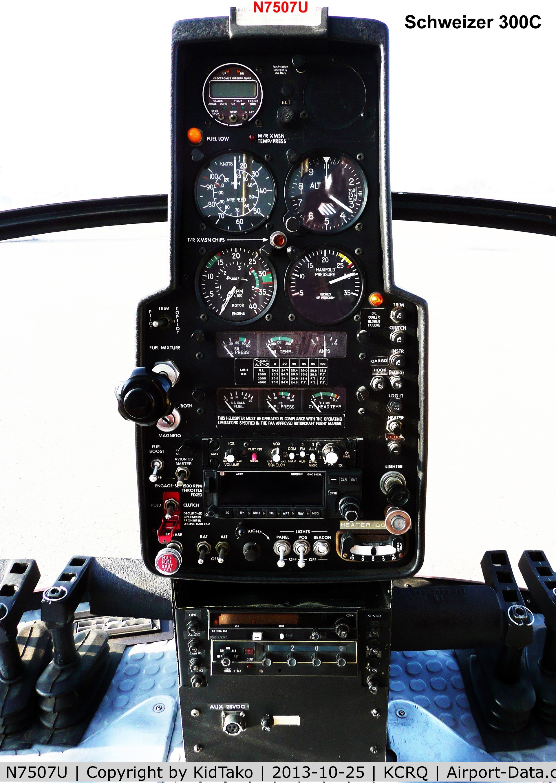 N7507U, 1989 Schweizer 269C C/N S1393, cockpit panel