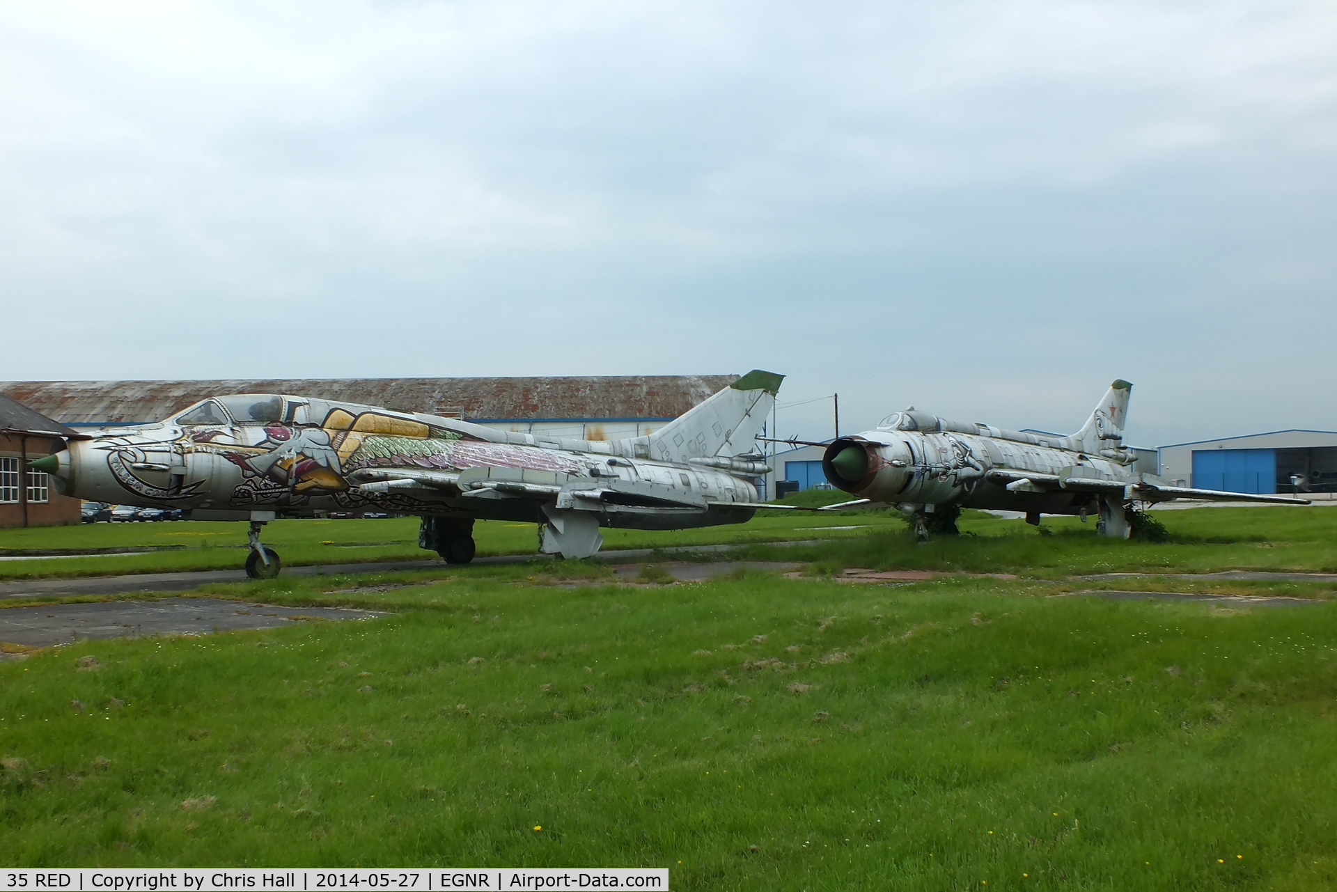 35 RED, Sukhoi Su-17M C/N 25102, with Sukhoi Su-17M fitter 54 RED behind it