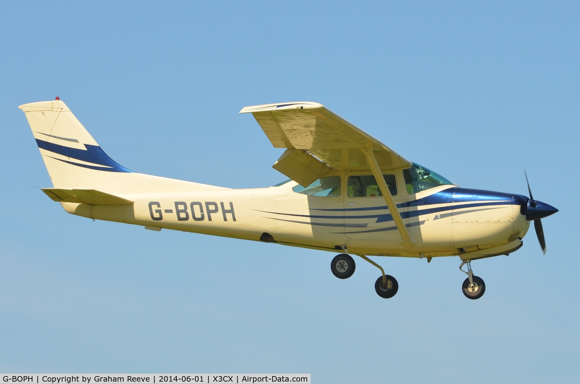 G-BOPH, 1979 Cessna TR182 Turbo Skylane RG C/N R182-01031, About to touch down.
