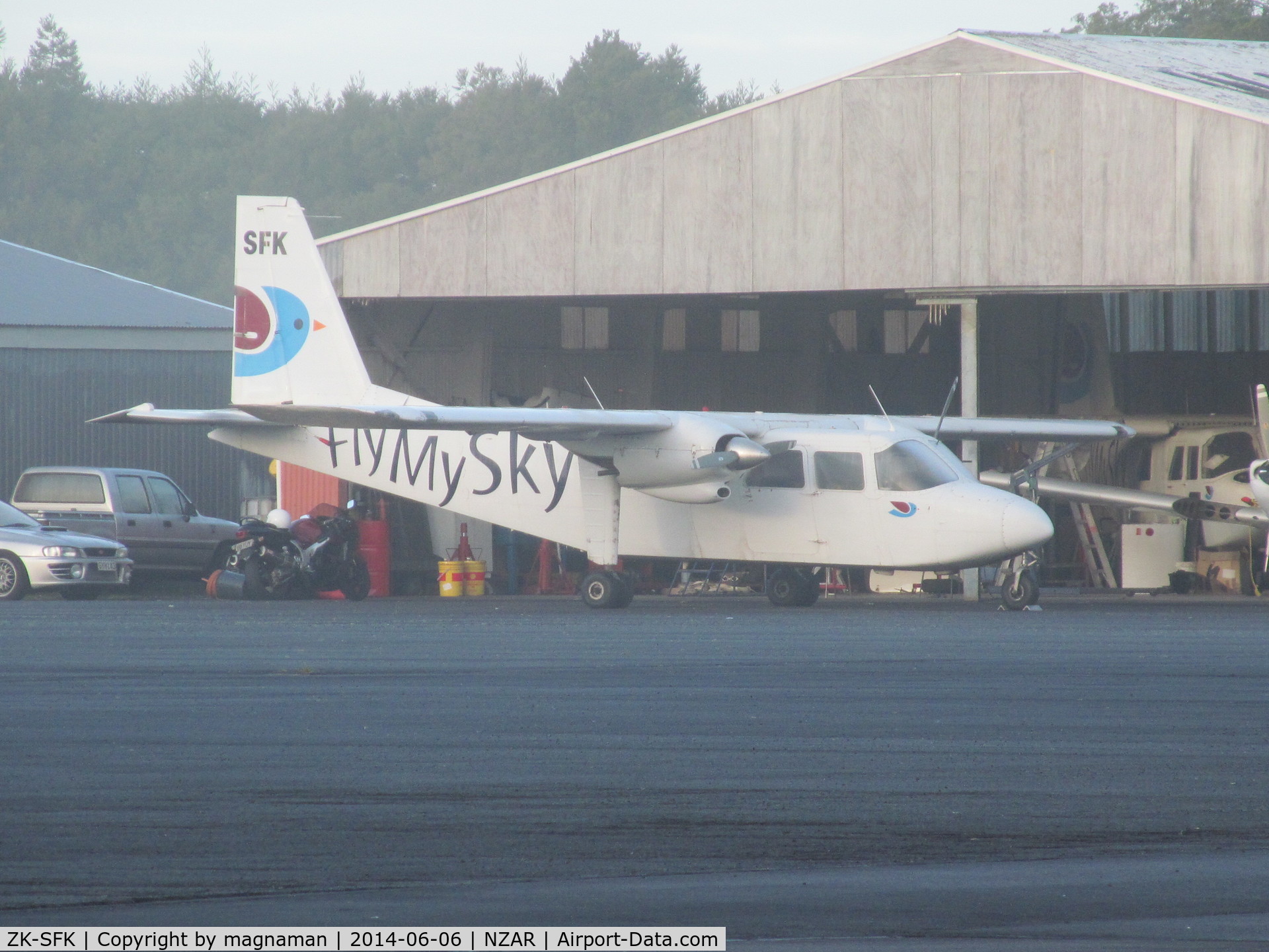 ZK-SFK, Britten-Norman BN-2A Islander C/N 236, At maintenance facility at Ardmore