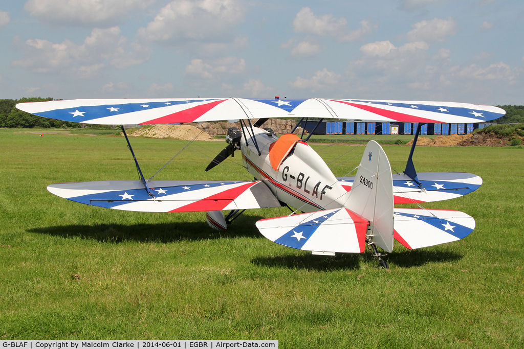 G-BLAF, 1987 Stolp SA-900 V-Star C/N PFA 106-10651, Stolp SA-900 V-Star at The Real Aeroplane Club's Biplane and Open Cockpit Fly-In, Breighton Airfield, June 1st 2014.