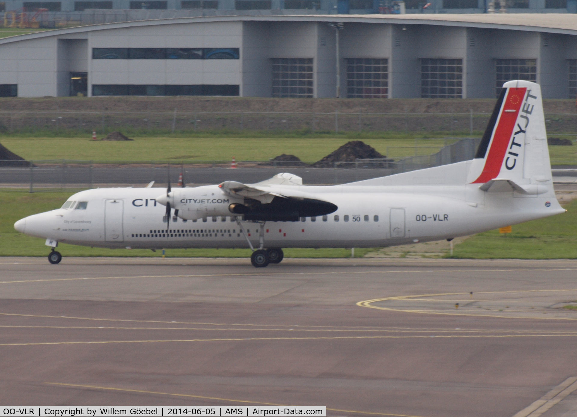 OO-VLR, 1988 Fokker 50 C/N 20121, Taxi to runway L18 of Schiphol Airport