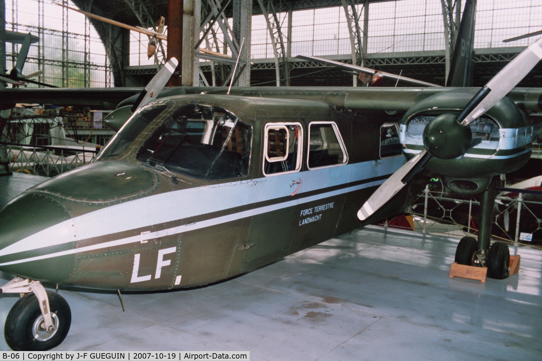 B-06, 1976 Britten-Norman BN-2A-21 Islander C/N 510, Islander (OT-ALF) preserved in belgian Musée Royal de l'Armée.