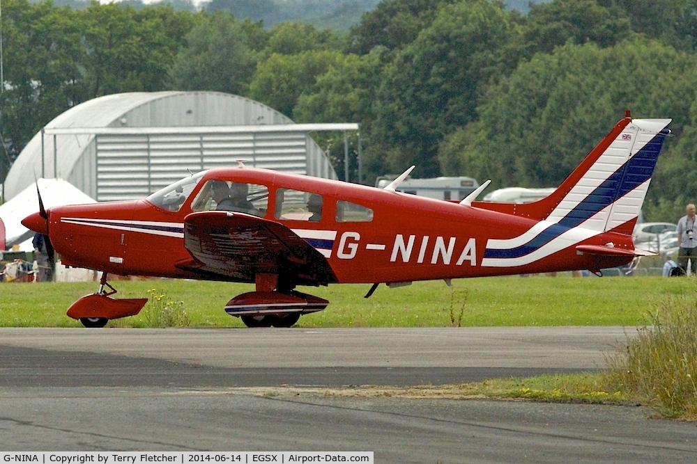G-NINA, 1977 Piper PA-28-161 Cherokee Warrior II C/N 28-7716162, Attending the 2014 June Air Britain Fly-In at North Weald