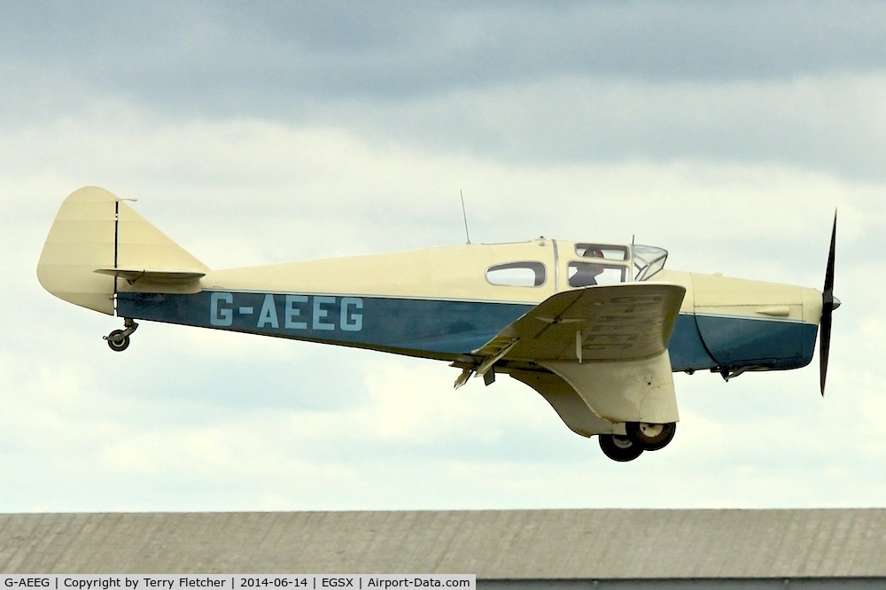 G-AEEG, 1936 Miles M-3A Falcon Major C/N 216, Attending the 2014 June Air Britain Fly-In at North Weald