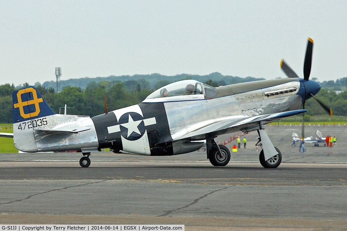 G-SIJJ, 1944 North American P-51D Mustang C/N 122-31894 (44-72035), Attending the 2014 June Air Britain Fly-In at North Weald