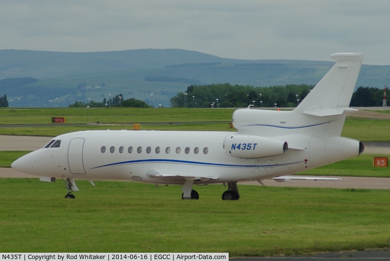 N435T, 1995 Dassault Falcon 2000 C/N 009, Taxiing to Biz Jet stand at Manchester Airport England.
Photo taken from Aviation Viewing Park