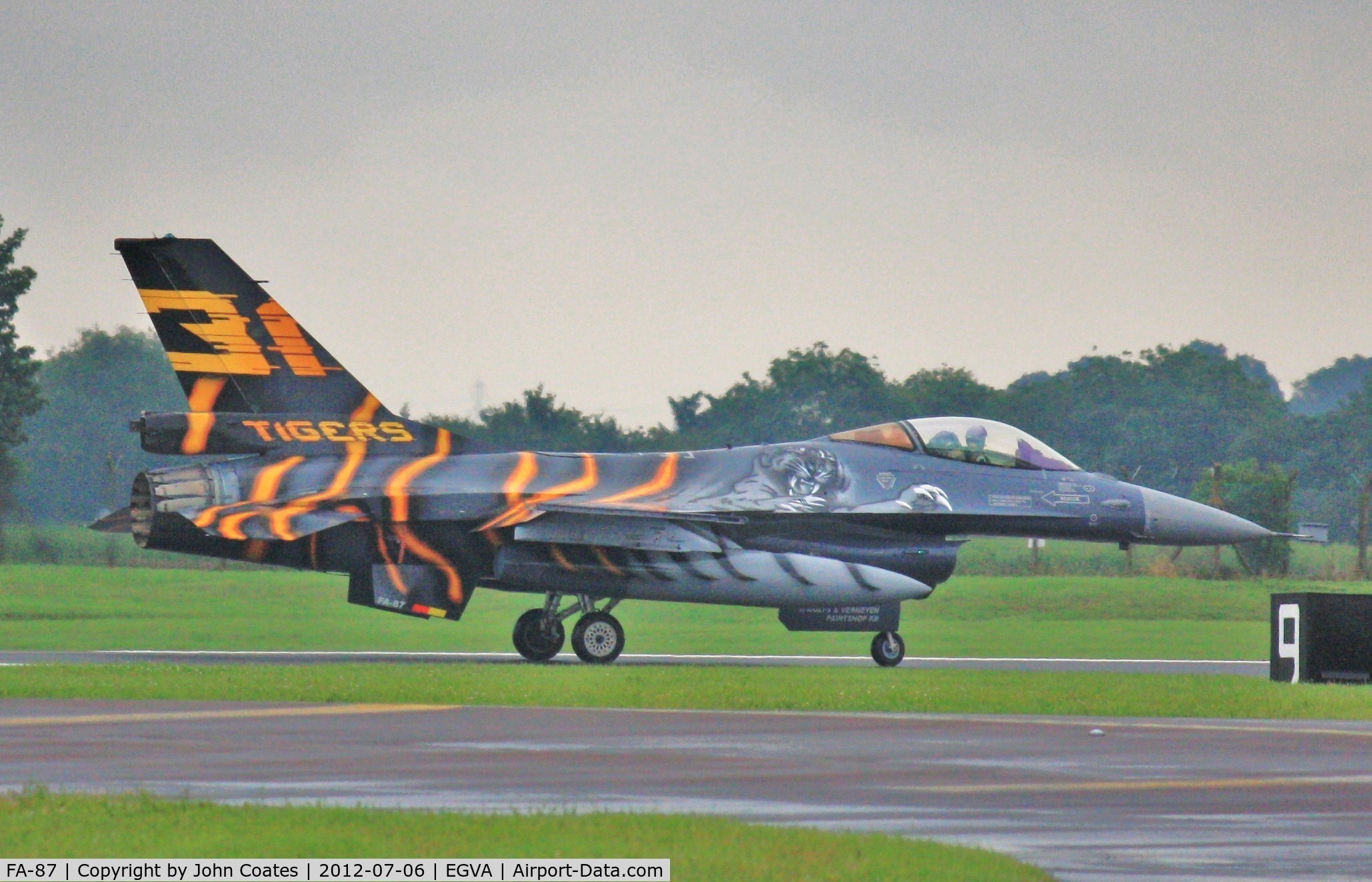 FA-87, SABCA F-16AM Fighting Falcon C/N 6H-87, Wet RIAT arrival