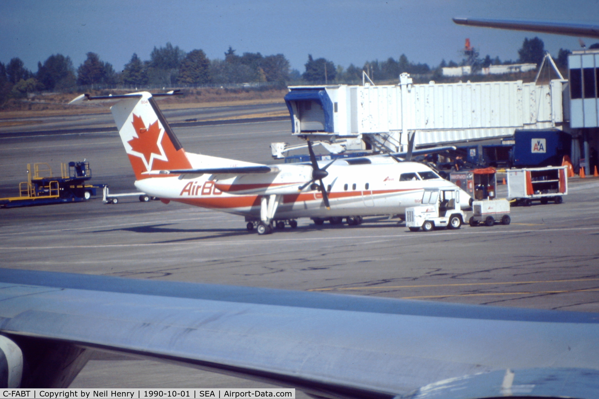 C-FABT, 1986 De Havilland Canada DHC-8-102 Dash 8 C/N 049, Scanned from original slide - taken October 1990 from departing NorthWest flight to MSP