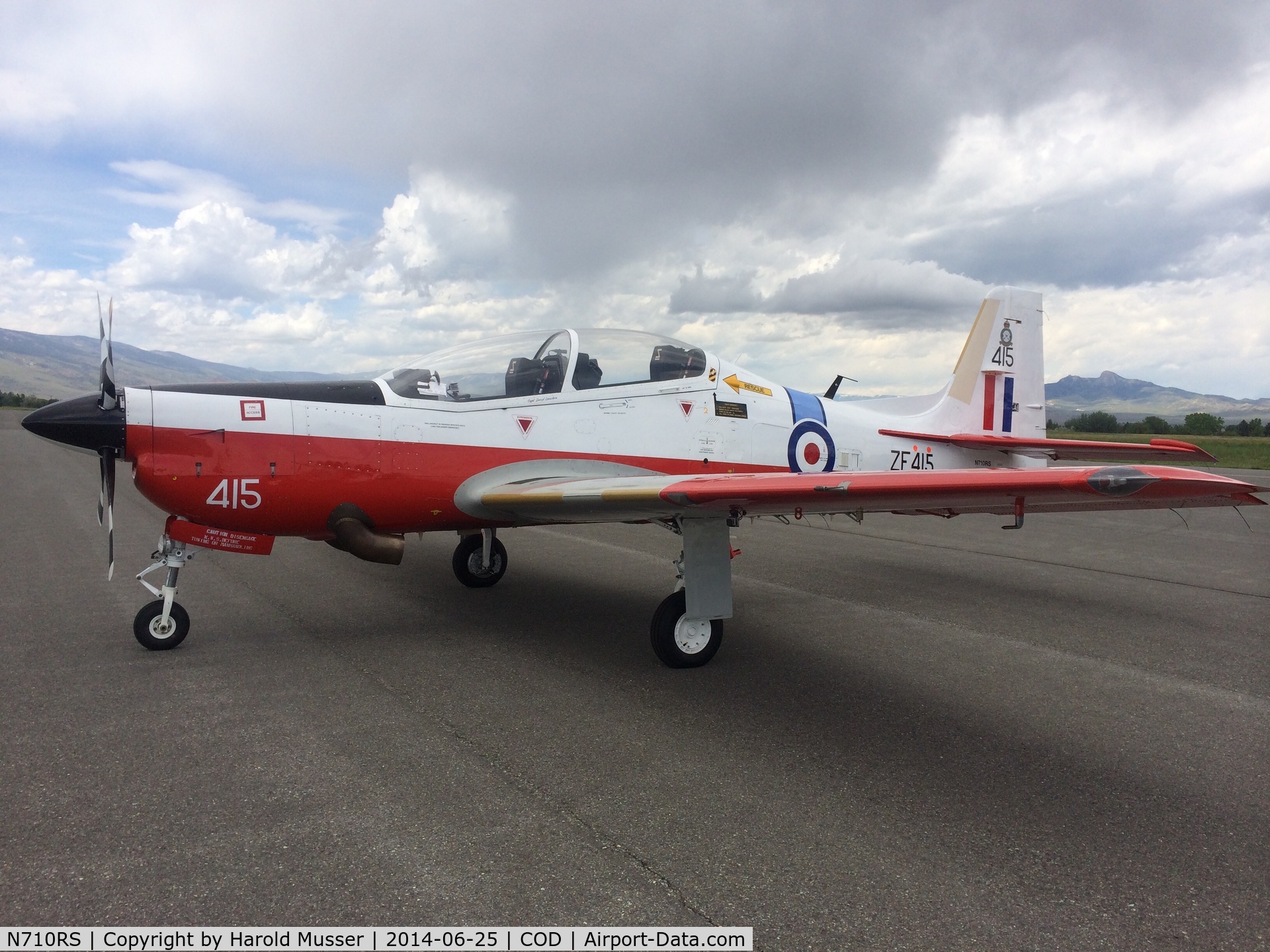 N710RS, 1992 Short S-312 Tucano T1 C/N S134/T105, Beautiful plane that landed in Cody, WY today.
