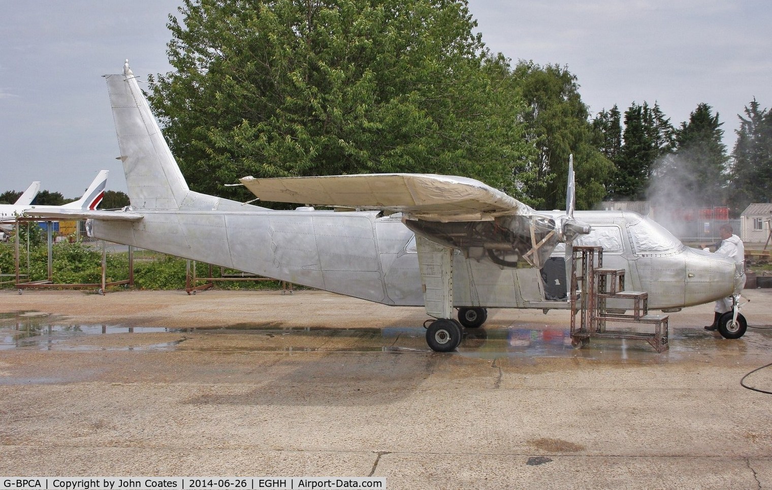 G-BPCA, 1986 Pilatus Britten-Norman BN-2B-26 Islander C/N 2198, Strip wash before repaint