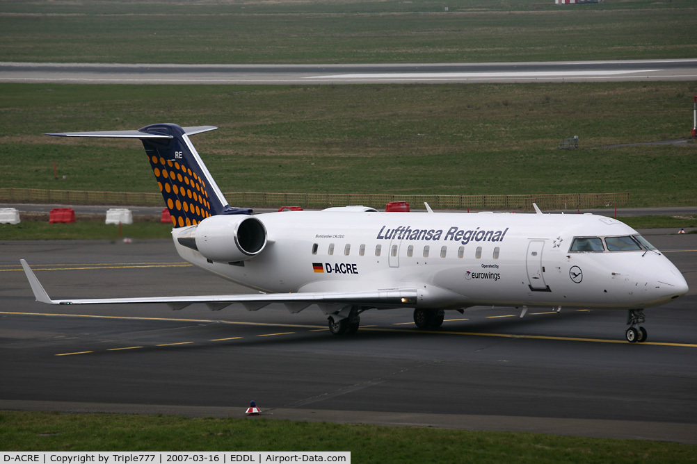 D-ACRE, 2002 Bombardier CRJ-200ER (CL-600-2B19) C/N 7607, Canadair RJ-200ER Lufthansa Regional