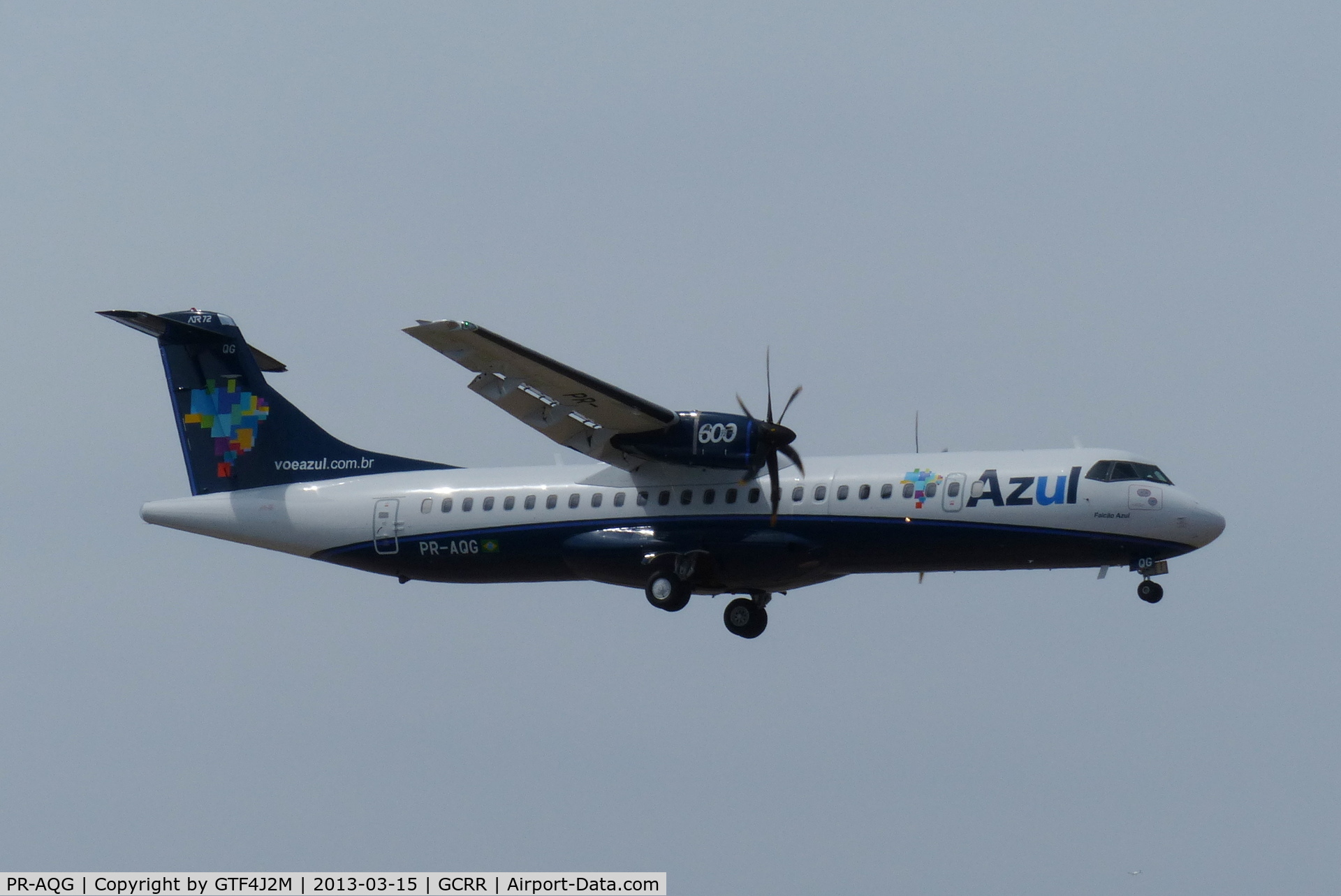 PR-AQG, 2013 ATR 72-600 (72-212A) C/N 1076, PR-AQG on delivery flight at ACE 15.3.13