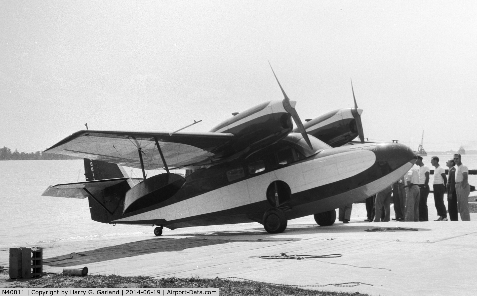 N40011, Grumman G-44 Widgeon C/N 1368, Grumman Widgeon NC40011 in 1947 at Garland's Seaplane Base on the Detroit River. Garland's Seaplane Base was owned by Harry G. Garland who took this picture.