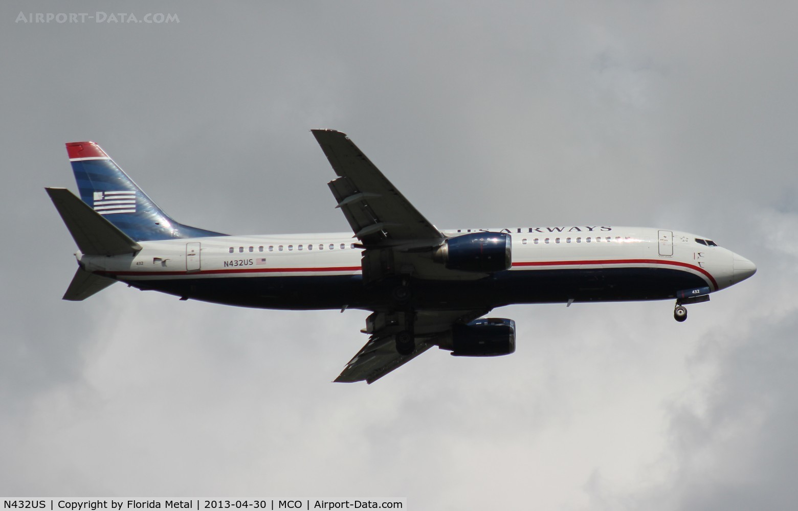 N432US, 1990 Boeing 737-4B7 C/N 24554, US Airways 737-400