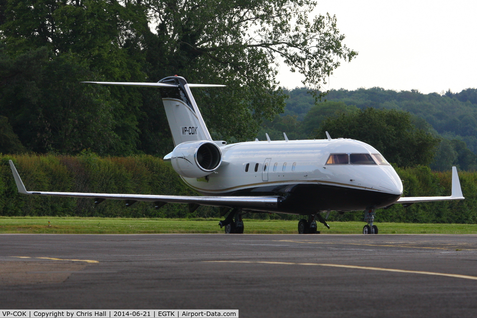 VP-COK, 1984 Canadair Challenger 601 (CL-600-2A12) C/N 3024, parked at Oxford