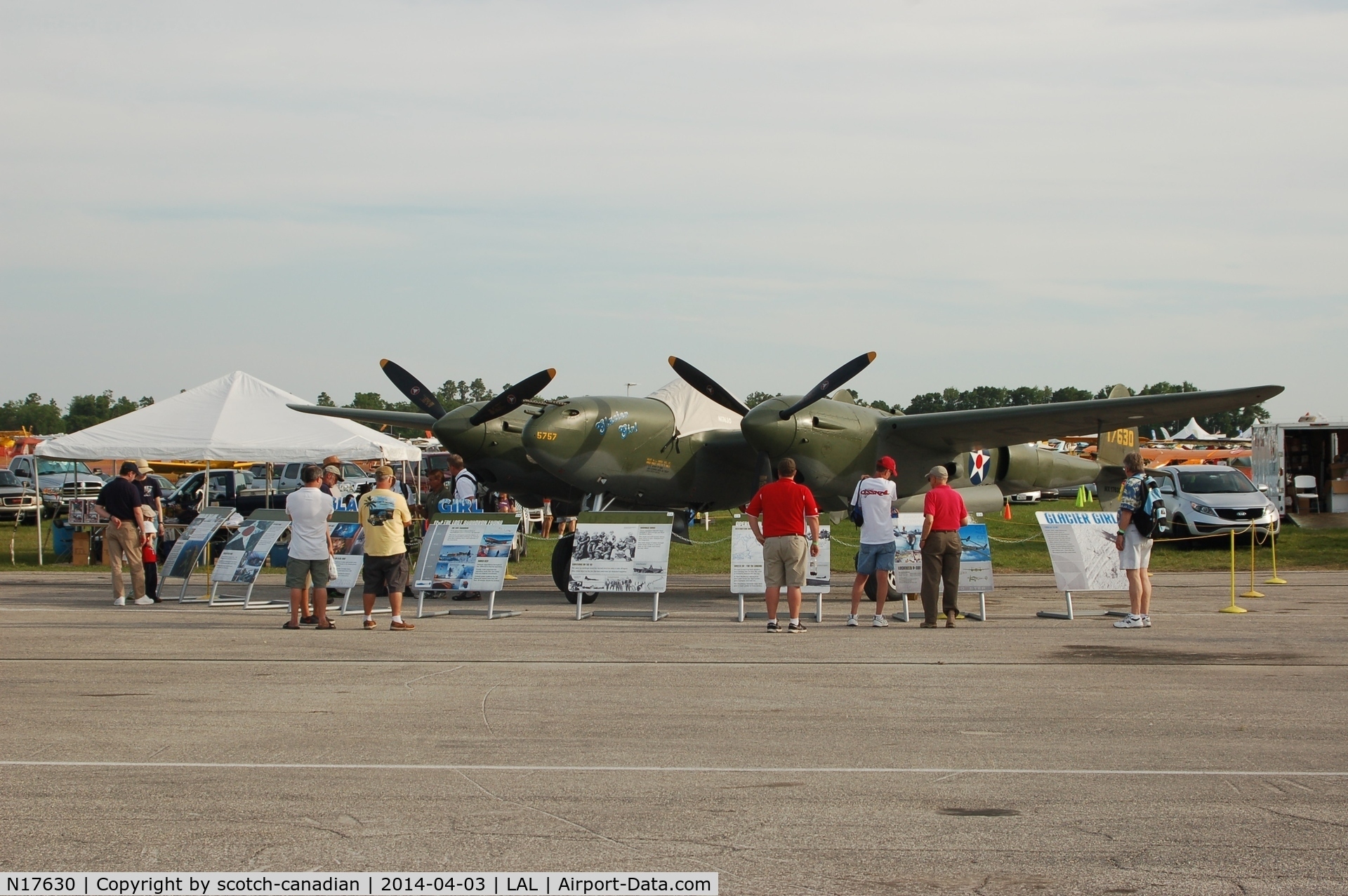 N17630, 1941 Lockheed P-38F C/N 41-7630 (222-5757), 1941 Lockheed P38F, N17630 (Glacier Girl), at 2014 Sun n Fun, Lakeland Linder Regional Airport, Lakeland, FL