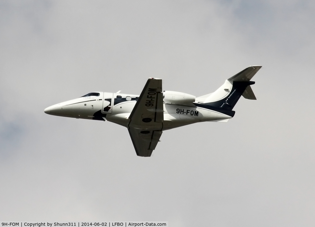9H-FOM, 2009 Embraer EMB-500 Phenom 100 C/N 50000092, Climbing after take off from rwy 32R