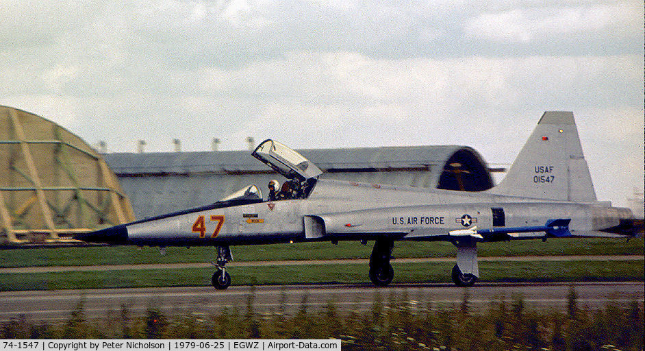 74-1547, 1974 Northrop F-5E Tiger II C/N R.1205, F-5E Tiger II of the 527th Tactical Fighter Training Aggressor Squadron at RAF Alconbury as seen there in the Summer of 1978.