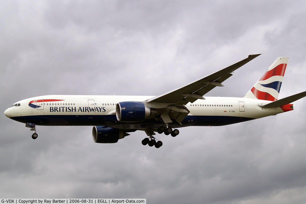 G-VIIK, 1998 Boeing 777-236/ER C/N 28840, Boeing 777-236ER [28840] (British Airways) Heathrow~G 31/08/2006. On finals 27L.