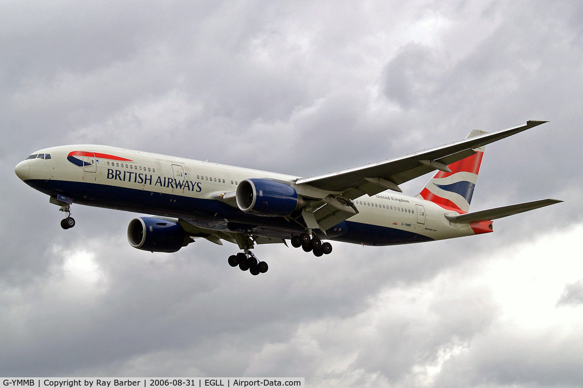 G-YMMB, 2000 Boeing 777-236/ER C/N 30303, Boeing 777-236ER [30303] (British Airways) Heathrow~G 31/08/2006. On finals 27L.