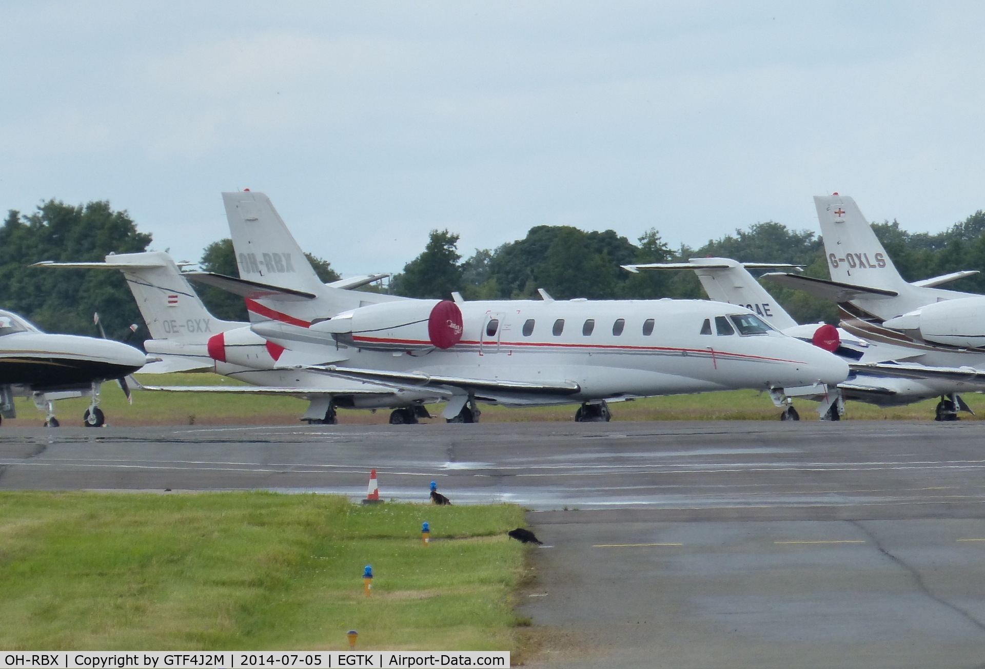 OH-RBX, 1999 Cessna 560XL Citation Excel C/N 560-5056, OH-RBX at Kidlington for 2014 Grand Prix