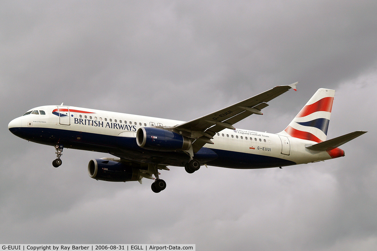 G-EUUI, 2002 Airbus A320-232 C/N 1871, Airbus A320-232 [1871] (British Airways) Heathrow~G 31/08/2006. On finals 27L.