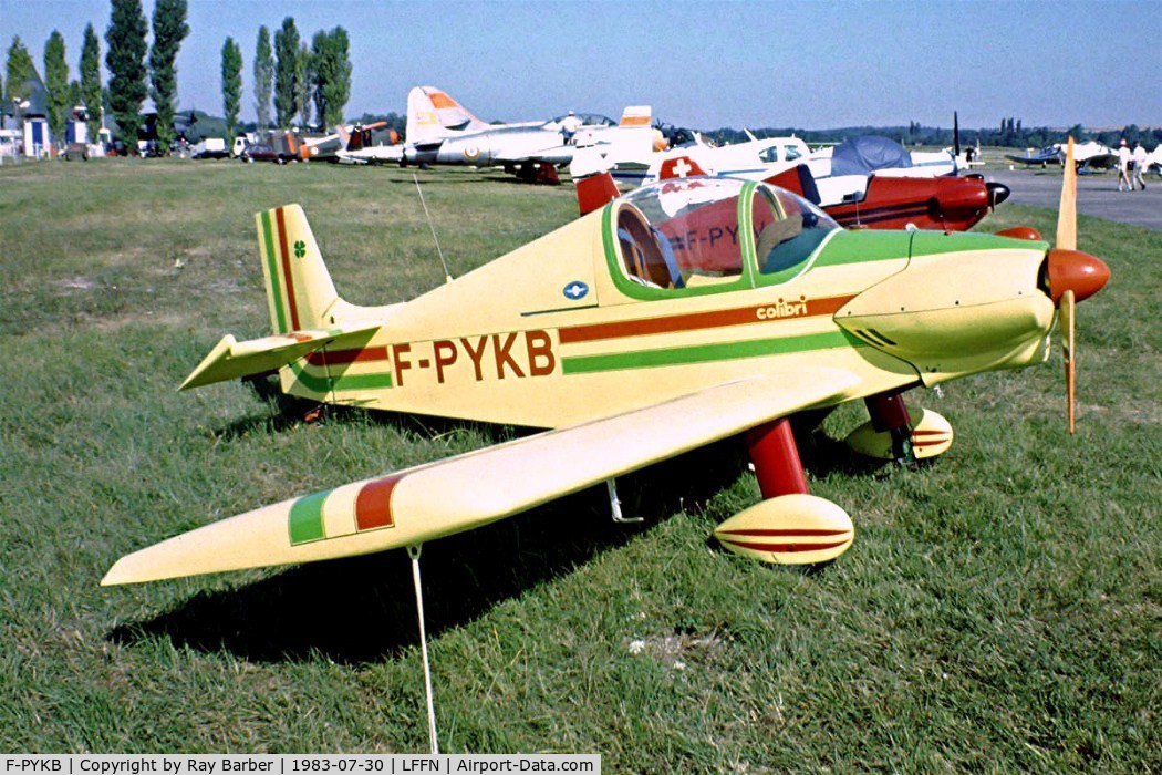 F-PYKB, Brugger MB-2 Colibri C/N 145, Brugger MB.2 Colibri [145] Brienne-Le-Chateau~F 30/07/1983. From a slide.