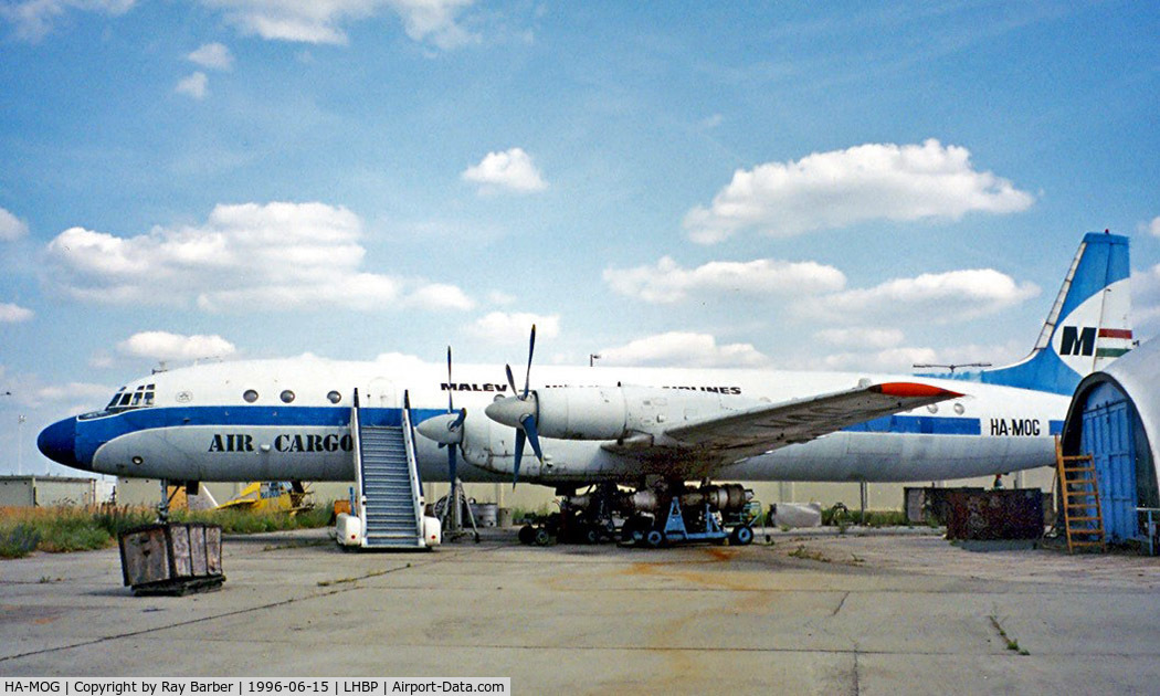 HA-MOG, 1964 Ilyushin Il-18V C/N 184007103, Ilyushin IL-18V [184007103] (Malev Air Cargo) Budapest-Ferihegy~HA 15/06/1996