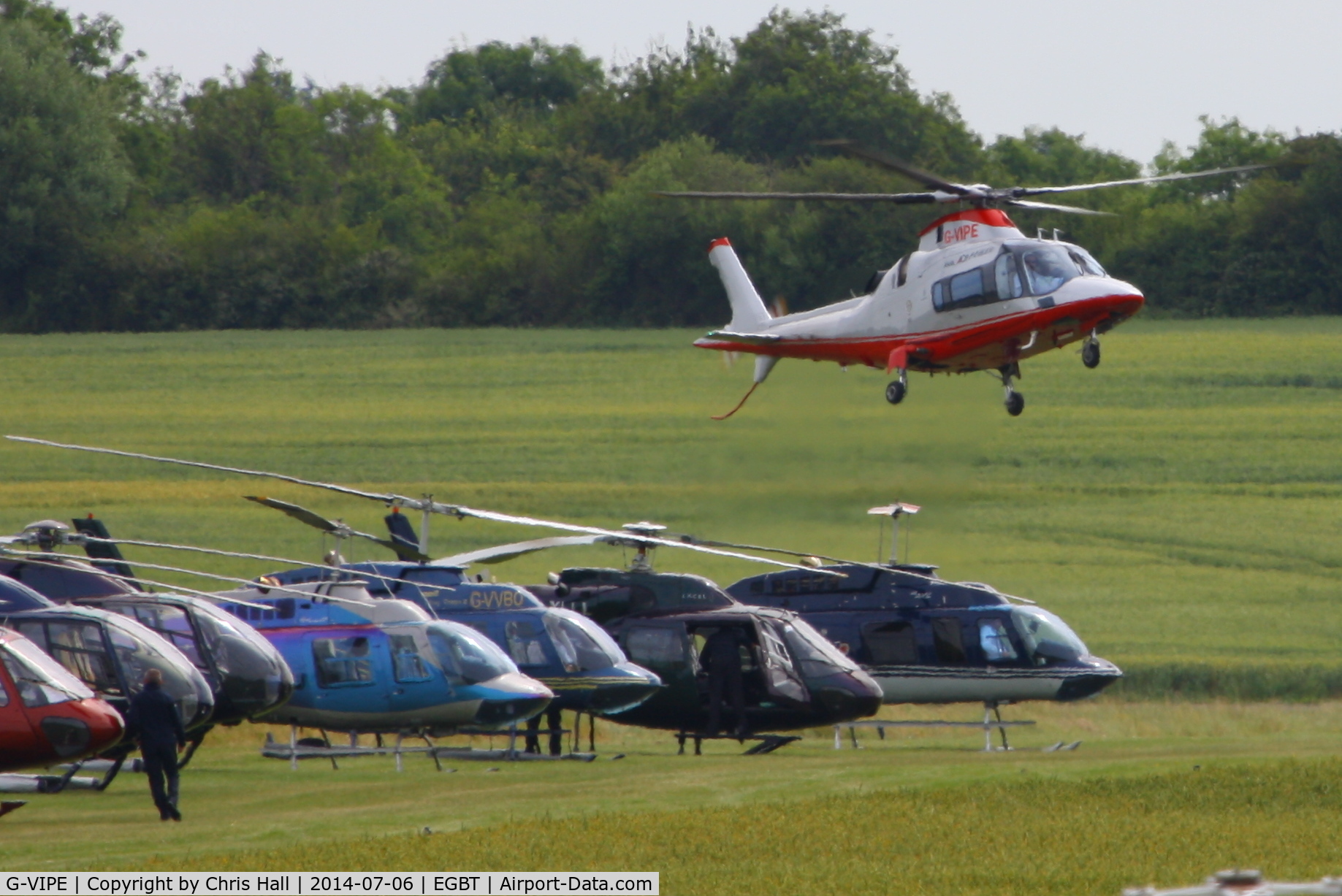 G-VIPE, 2007 Agusta A-109E Power C/N 11692, being used for ferrying race fans to the British F1 Grand Prix at Silverstone