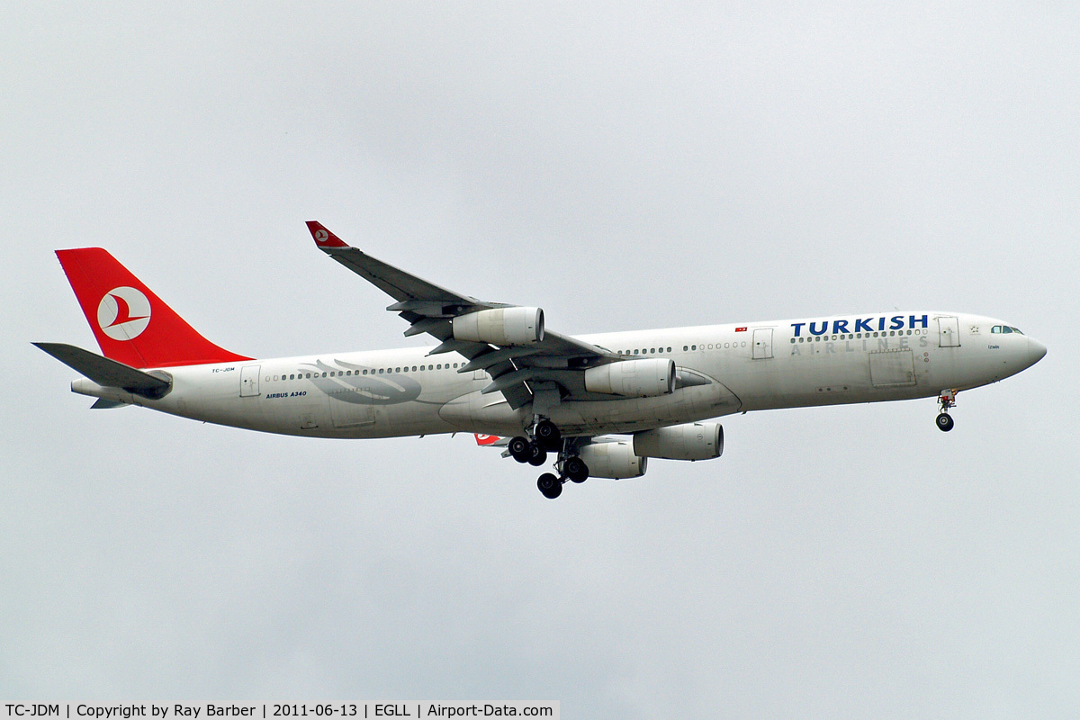 TC-JDM, 1996 Airbus A340-311 C/N 115, Airbus A340-311 [115]  (THY Turkish Airlines) Home~G 13/06/2011. On approach 27L.