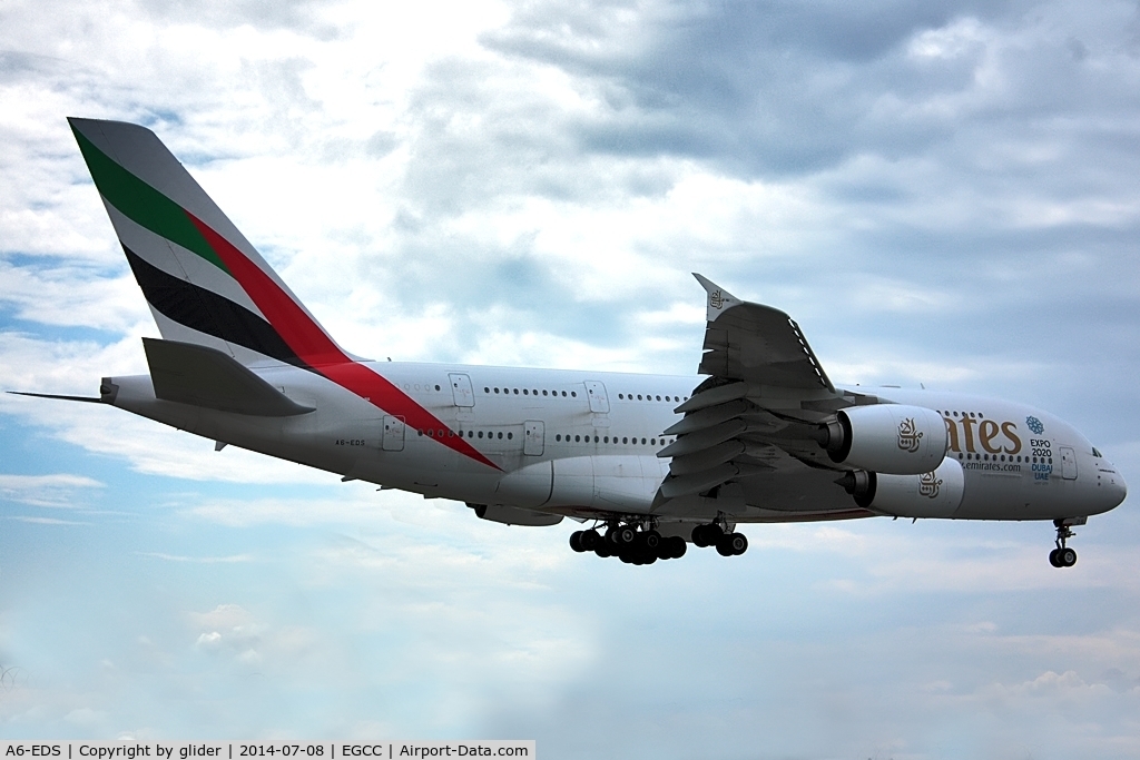A6-EDS, 2011 Airbus A380-861 C/N 086, finals 24R