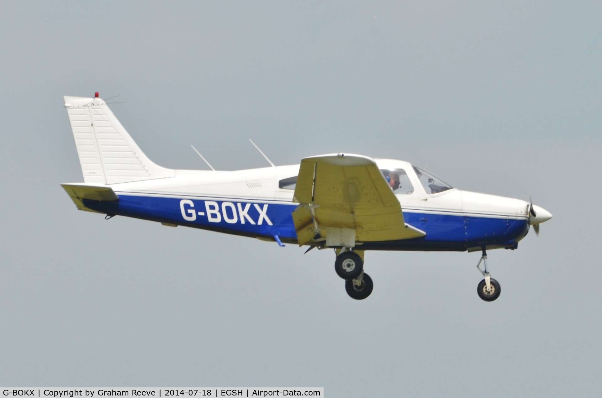 G-BOKX, 1978 Piper PA-28-161 Cherokee Warrior II C/N 28-7816680, About to land at Norwich.