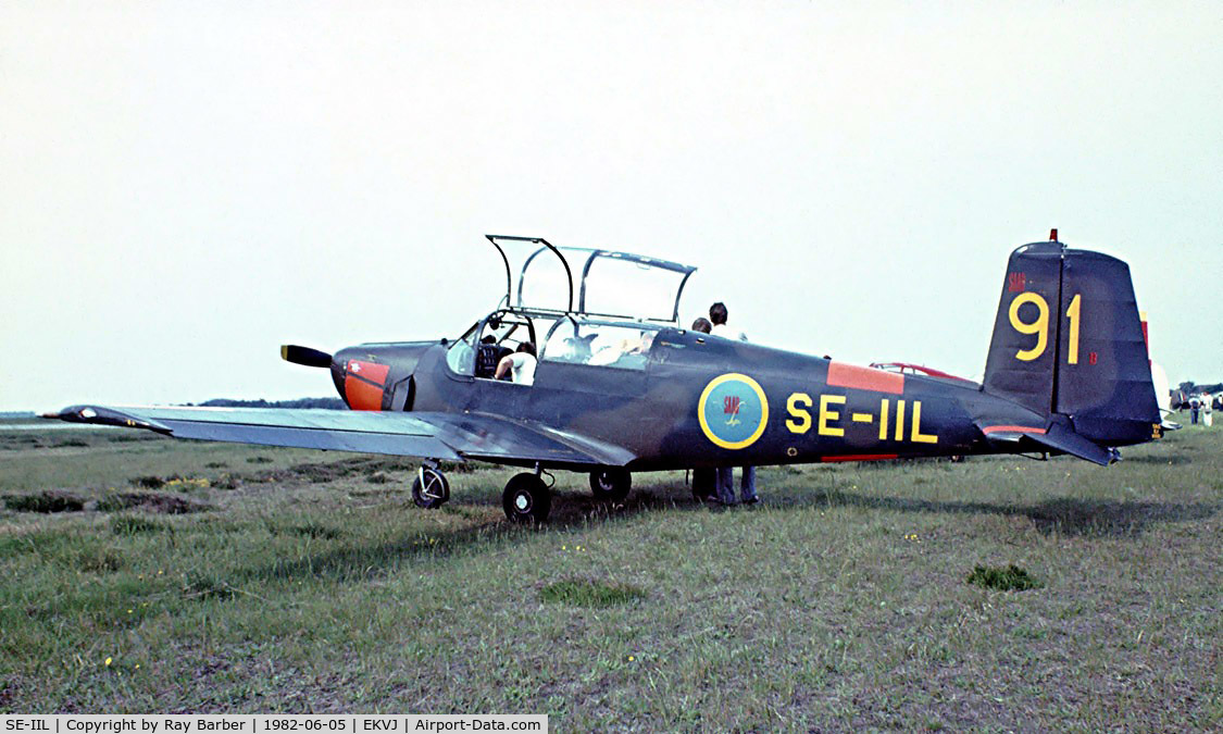 SE-IIL, 1952 Saab Sk.50B Safir (91B) C/N 91-211, Saab S.91B Safir [91-211] Stauning~OY 05/06/1982. From a slide.
