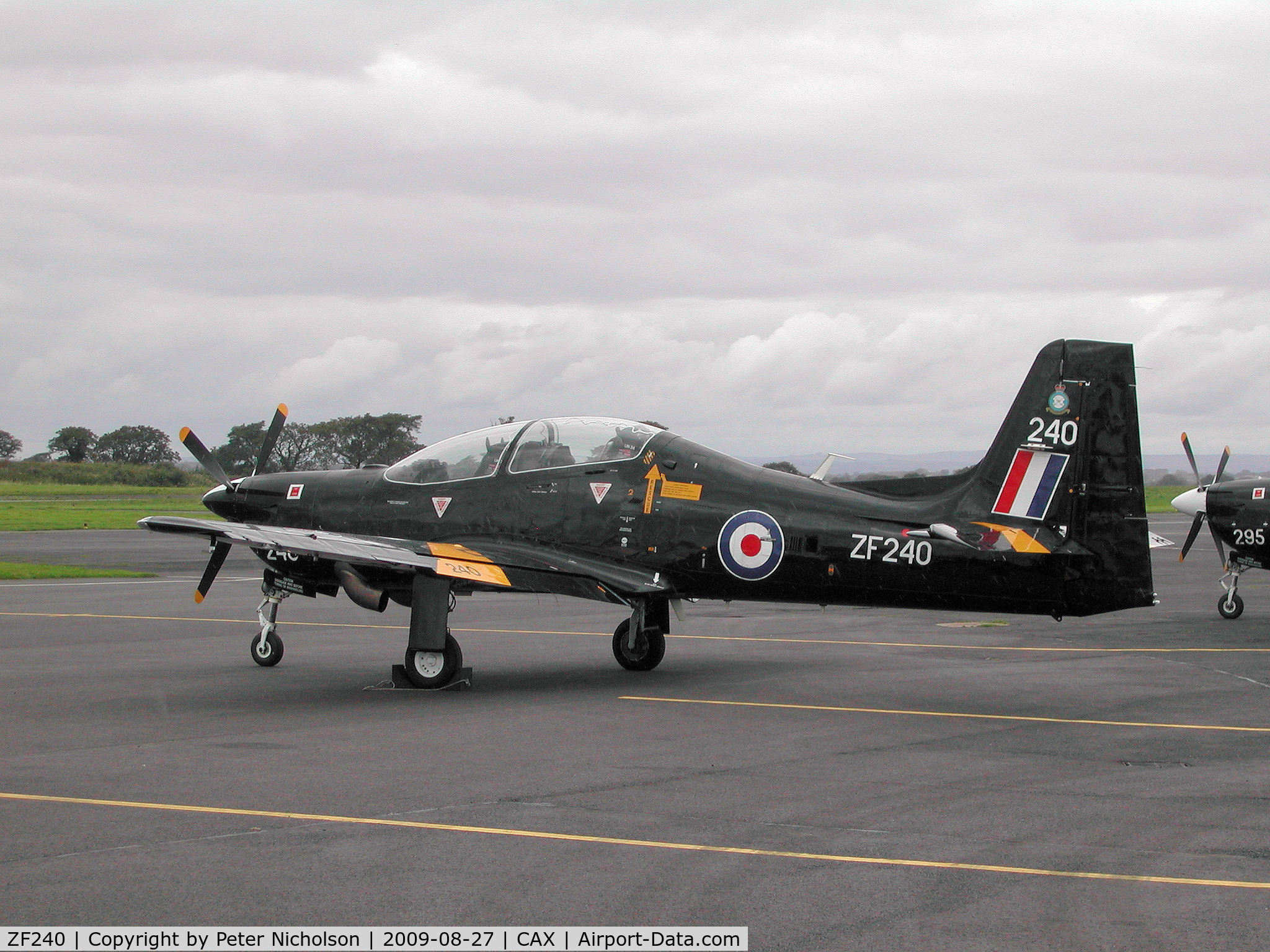ZF240, 1990 Short S-312 Tucano T1 C/N S043/T40, Tucano T.1 of 1 Flying Training School at RAF Linton-on-Ouse on a visit to Carlisle in the Summer of 2009.