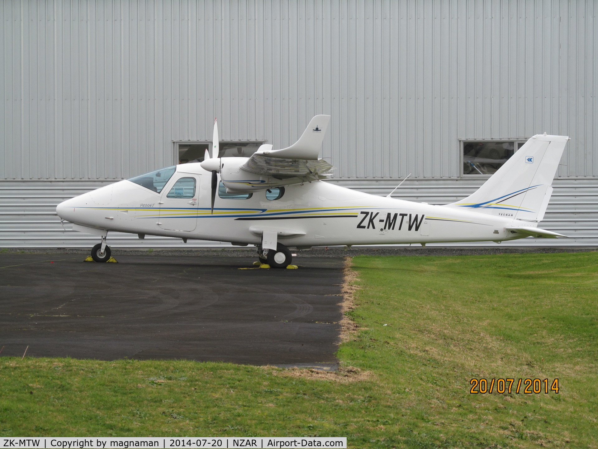 ZK-MTW, 2011 Tecnam P-2006T C/N 065, not in usual place today - nice to get a good photo