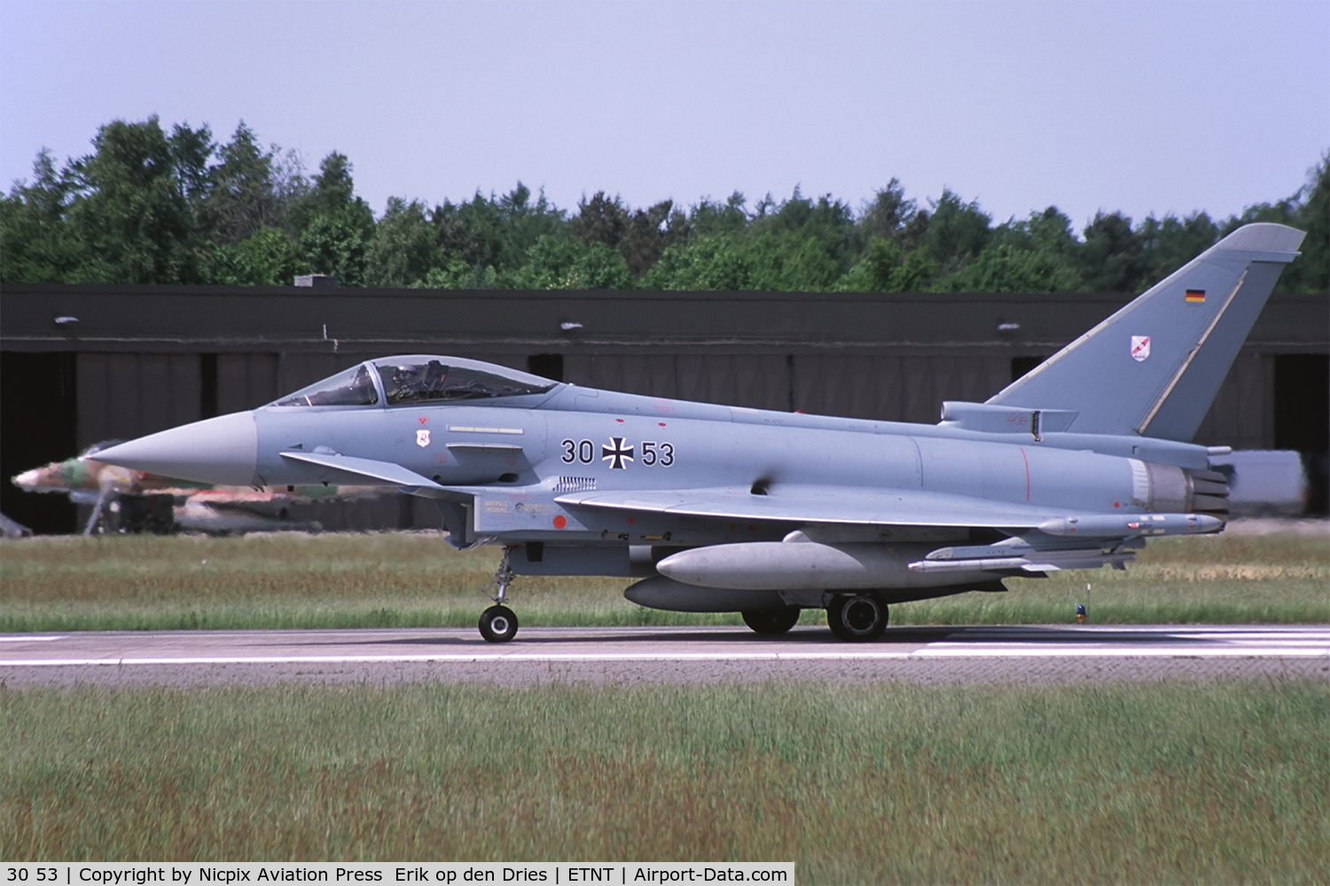 30 53, Eurofighter EF-2000 Typhoon S C/N GS038, 3053 returning from a JAWTEX 2014 mission.