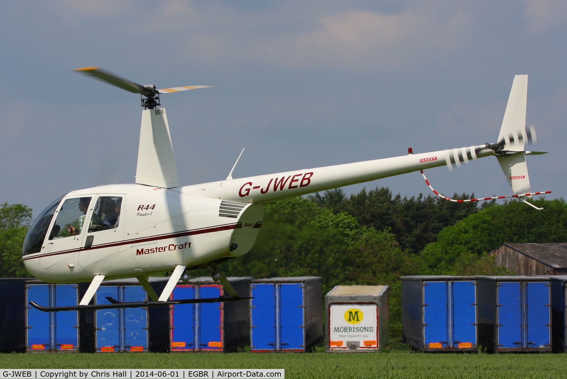 G-JWEB, 2003 Robinson R44 Raven C/N 1334, at Breighton's Open Cockpit & Biplane Fly-in, 2014