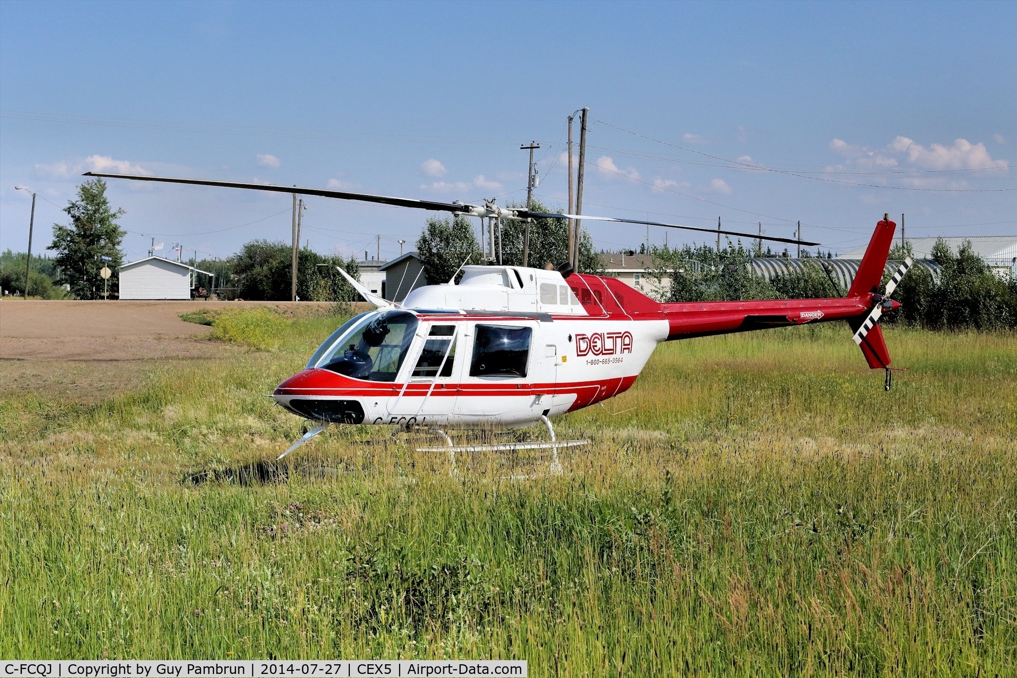 C-FCQJ, 1970 Bell 206B JetRanger C/N 540, Parked just next to the hotel in Zama City, Alberta